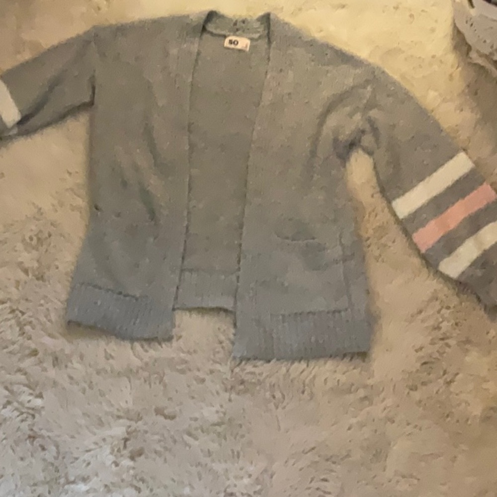 SO Gray and Pink Cardigan Sweater